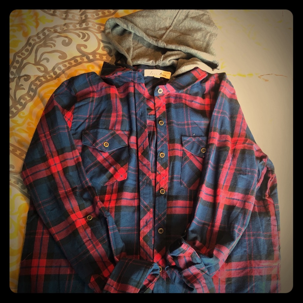 Love Tree Hooded Flannel